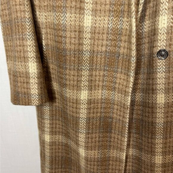 United Colors Of Benetton Double Breasted Pea Coat Sz S Plaid Wool Boho 70’s - Picture 7 of 15